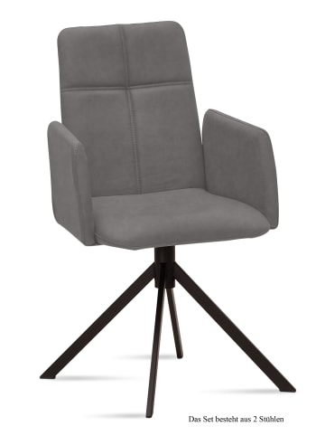 58 aufm Kessel ARMLEHNSTUHL (2er-Set) Druci 52x92x60 Schwarz/Grau