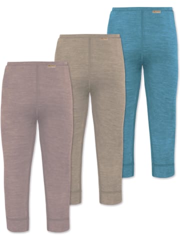 Normani Outdoor Sports 3er Pack Baby Merino Hose Unterhose „Tutira“ in Blau/Beige/Rosa