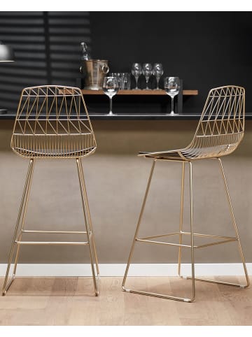 Beliani 2-tlg Barhocker PRESTON in Gold/Schwarz