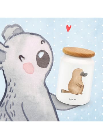 Mr. & Mrs. Panda Kaffeedose Schnabeltier Mut ohne Spruch in Weiß