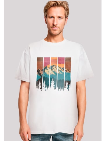 F4NT4STIC Heavy Oversize T-Shirt Berg Sonnenuntergang Retro in weiß