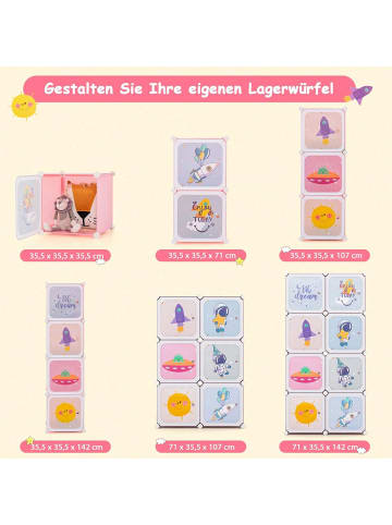COSTWAY Regalsystem mit 8 Würfeln in Rosa