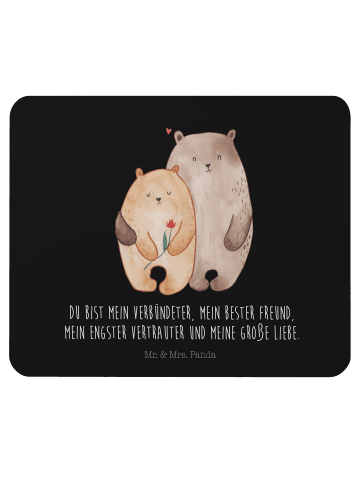 Mr. & Mrs. Panda Mauspad Bären Liebe mit Spruch in Schwarz