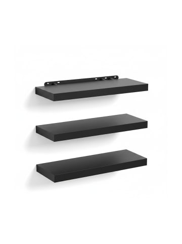 relaxdays 3 x Wandregal in Schwarz - (B)40 x (H)4 x (T)23 cm