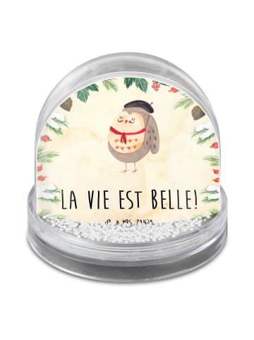Mr. & Mrs. Panda Schneekugel Eule Frankreich mit Spruch in Naturpapier