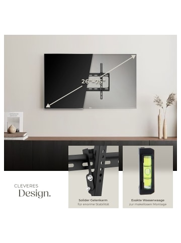 tectake Fernseherhalterung für 26-75 Zoll (66-191 cm), max. VESA 400 x 400