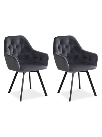 Homestyle4u Polsterstuhl 2er Set in Grau