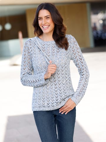 WITT WEIDEN Ajourpullover in rauchblau-meliert