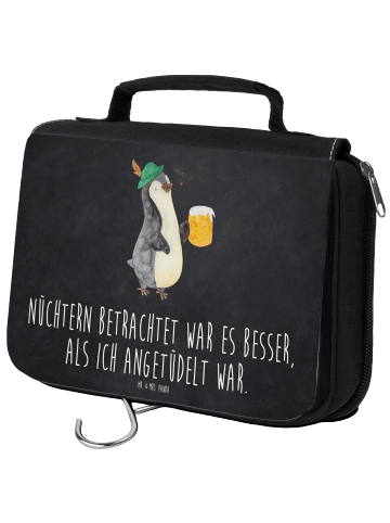 Mr. & Mrs. Panda Kulturbeutel Pinguin Bier mit Spruch in Kreidetafel