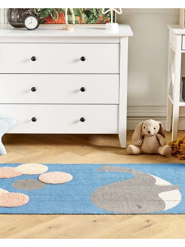 Beliani Kinderteppich BALABANG in Blau/Grau/Rosa - (W) 80 x (L) 150 cm