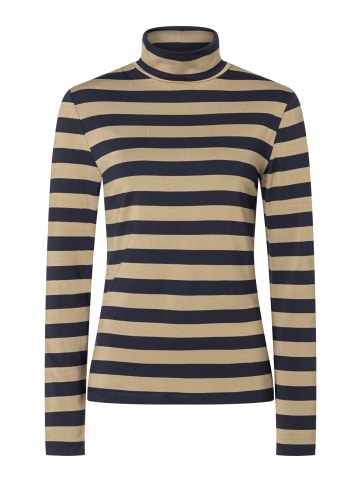More & More schmales, gestreiftes Rollkragenshirt in regular stripes jersey softbrass marine