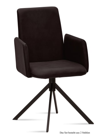 58 aufm Kessel ARMLEHNSTUHL (2er-Set) Drina 52x92x60 Schwarz/Espresso