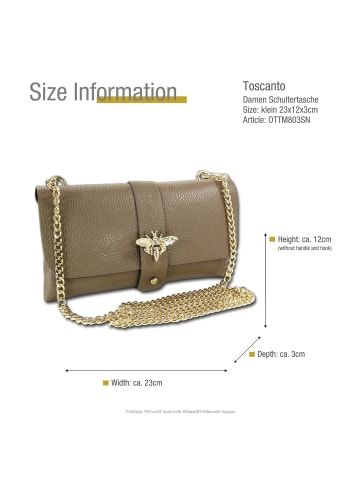 Toscanto Leder Schultertasche, Clutch Toscanto Tasche taupe, beige ca. 23cm