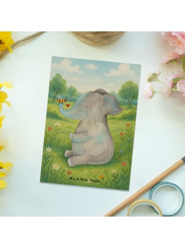 Mr. & Mrs. Panda Postkarte Elefant Biene Design ohne Spruch in Weiß