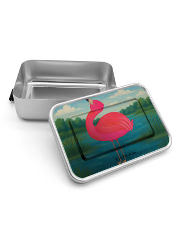 Mr. & Mrs. Panda Brotdose Flamingo Stolz Design ohne Spruch in Weiß