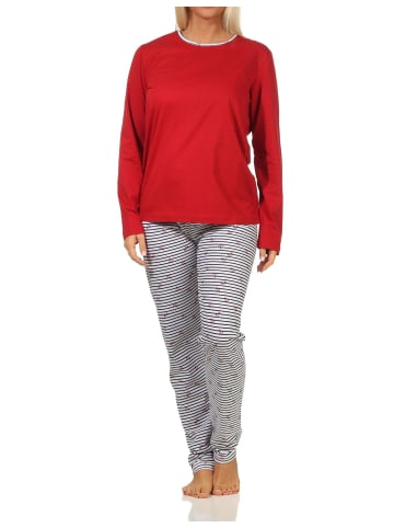 NORMANN langarm Schlafanzug Pyjama Streifen - 66232 in rot