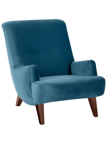 58 aufm Kessel Sessel Kajsa 71x80x101 Bezug Samtvelours Buche nussbaum/petrol