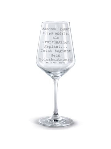 Mr. & Mrs. Panda Bordeauxglas Spruch Scheidung Soloabenteuer mit... in Transparent