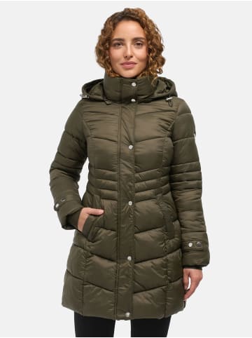 Steppmantel "F808" - mit Kapuze - in Khaki