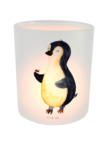 Mr. & Mrs. Panda Glas Windlicht Pinguin Marienkäfer ohne Spruch in Transparent
