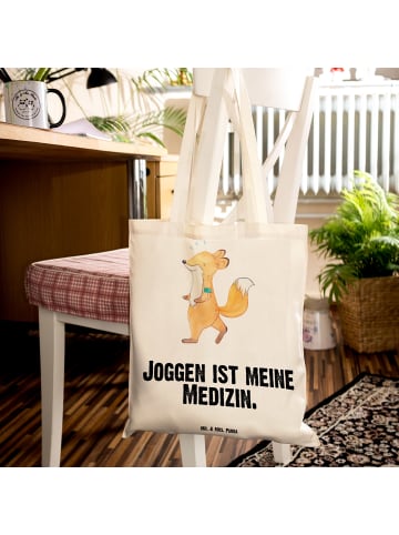 Mr. & Mrs. Panda campus tasche Fuchs Joggen mit Spruch in Creme
