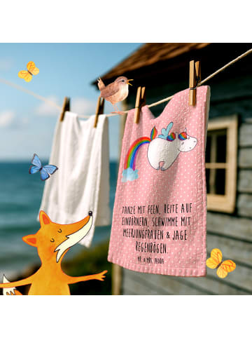 Mr. & Mrs. Panda Handtuch Einhorn Fliegendes Pferd mit Spruch in Rot Pastell