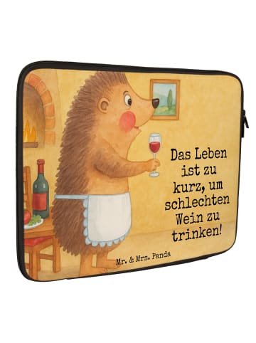 Mr. & Mrs. Panda Laptop Bag Igel Wein Design mit Spruch in Weiß