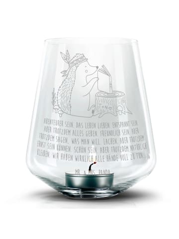Mr. & Mrs. Panda Teelichthalter Igel Federschmuck mit Spruch in Transparent