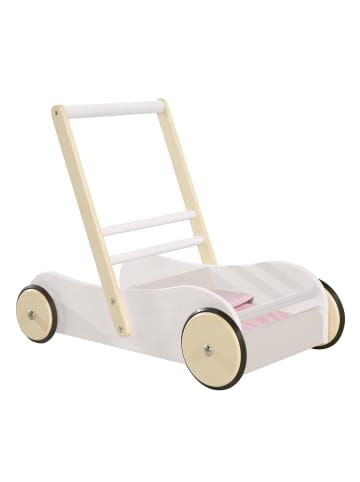 roba Lauflernwagen 'Scarlett' - Kinderwagen für Puppen - mit rosa Textilien - Weiß