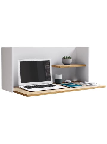 VCM  Holz Hänge Schreibtisch Wandschreibtisch Workas in Weiß / Honig-Eiche