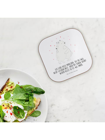 Mr. & Mrs. Panda eckiger untersetzer Eisbär Umarmen mit Spruch in Weiß