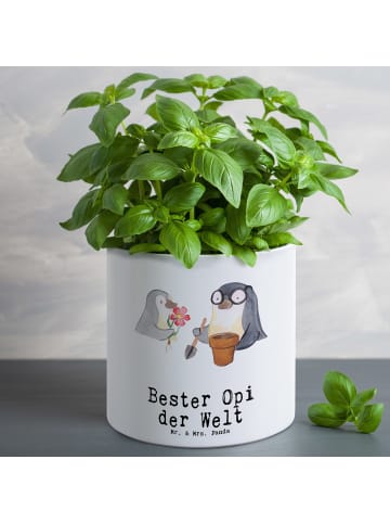 Mr. & Mrs. Panda Großer Blumenkübel Pinguin Bester Opi der Welt ... in Weiß
