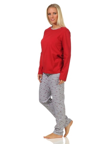 NORMANN langarm Schlafanzug Pyjama Streifen in rot