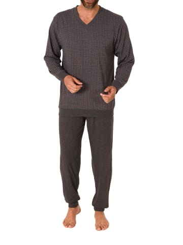 NORMANN Langarm Schlafanzug Pyjama Bündchen - 86196 in anthrazit