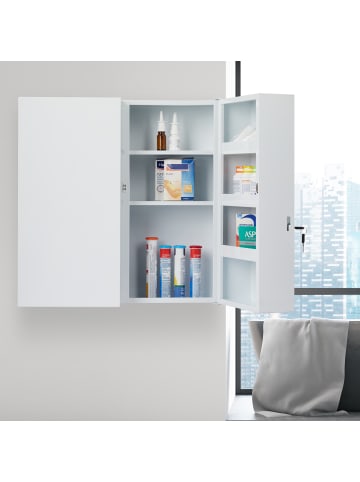 relaxdays Medizinschrank in Weiß - (B)52,5 x (H)53 x (T)19,5 cm