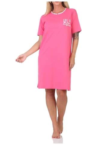 NORMANN Kurzarm Nachthemd edle Optik Übergröße 125 214 667 in pink