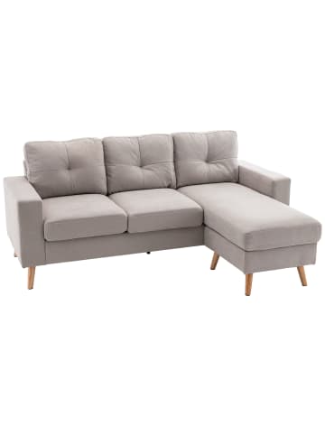 HOMCOM Ecksofa in Hellgrau 193L x 136B x 85H cm