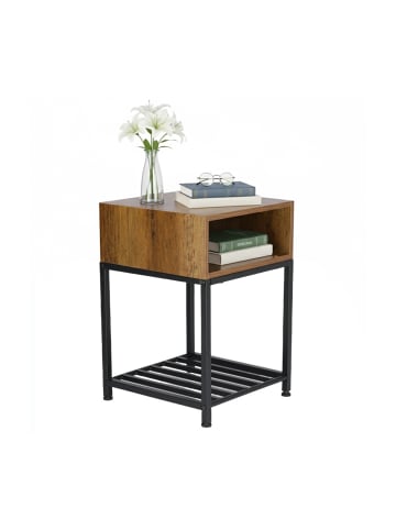 relaxdays Nachttisch in Braun/ Schwarz - (B)40 x  (H)58 x (T)40 cm