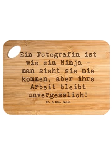 Mr. & Mrs. Panda Servierbrett Spruch Fotografin Ninja mit Spruch in Braun