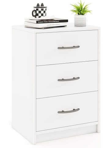 COSTWAY Nachttisch mit 3 Schubladen in Weiß