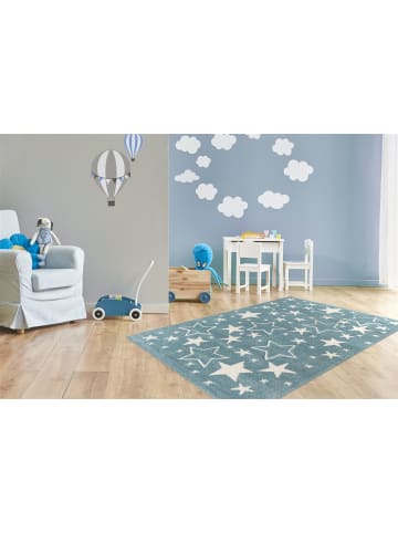 Kayoom Kurzflor Teppich Australia in blau - rechteckig