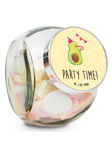 Mr. & Mrs. Panda Bonbonglas Avocado Party Zeit mit Spruch in Gelb Pastell