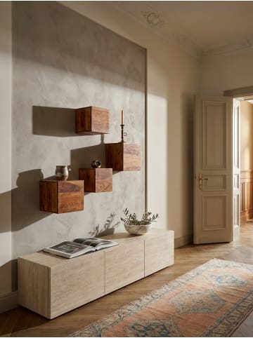 KADIMA DESIGN 4er Set Wandregale MUMBAI Massivholz Holzregal Landhaus-Stil