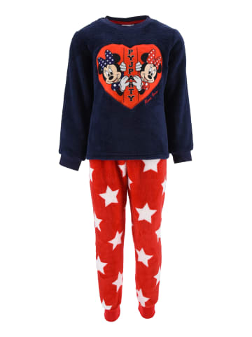 Disney Minnie Mouse 2tlg. Outfit: Schlafanzug Winter Langarmshirt und Hose in Dunkel-Blau