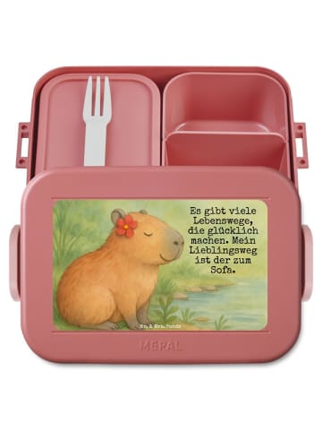 Mr. & Mrs. Panda Brotdose Capybara Blume Design mit Spruch in Rot Pastell