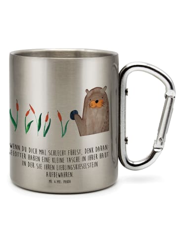Mr. & Mrs. Panda Outdoor Tasse Otter Stein mit Spruch in Silber