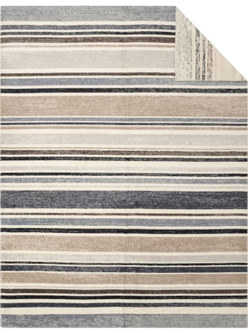 Ibena Jacquard, Baumwollmischung Wohndecke in beige/grau