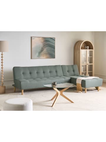 Beliani Ecksofa ALSTEN in Grün/Braun - (W) 258 x (H) 80 x (L) 161 cm linksseitig