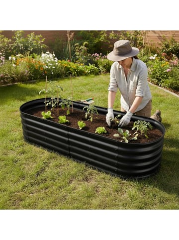 relaxdays Hochbeet in Schwarz - (B)200 x (H)45 x (T)60 cm