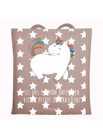 Mr. & Mrs. Panda Strandtasche Einhorn Stolzieren mit Spruch in Braun Pastell